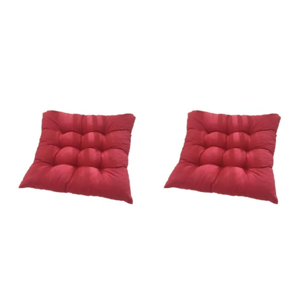 Bewildely Cojín para silla de comedor Cómodo tejido de poliéster Relleno de perlas Sin deslizamiento Con relleno de perlas para liberar el Vino rojo 2Conjunto
