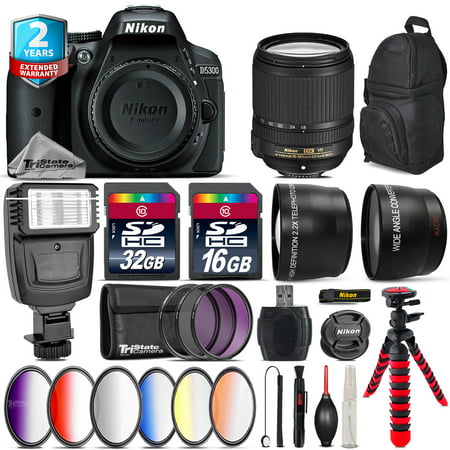 Nikon D5300 DSLR Camera + AFS 18-140mm VR + Slave Flash + 9PC Filter Kit +