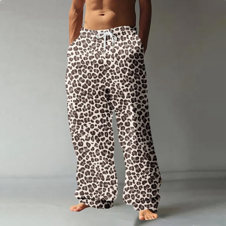 oqasdz Pants for Men Spring Fall Fashion Digital 3D Leopard Print
