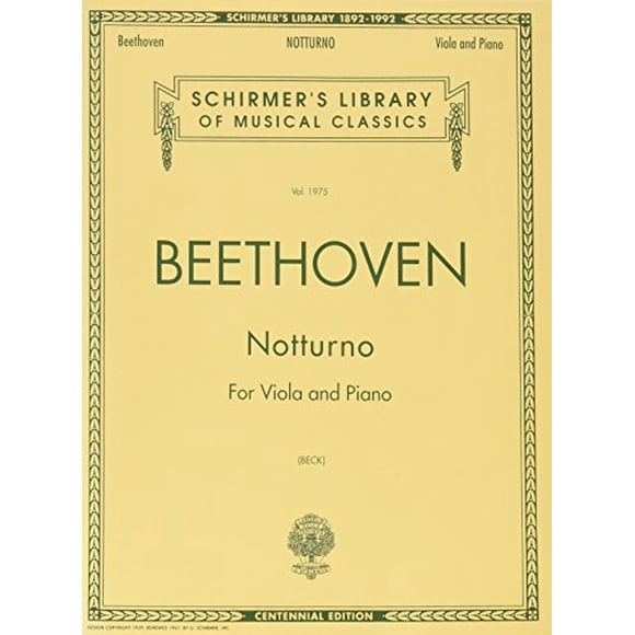 NOTTURNO FOR VIOLA AND PIANO CENTENNIAL EDITION (Schirmer Library of Classics)