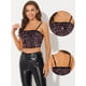 thumbnail image 2 of Camisola de terciopelo Allegra K con lentejuelas brillantes para mujer Negro rosa M, 2 of 4