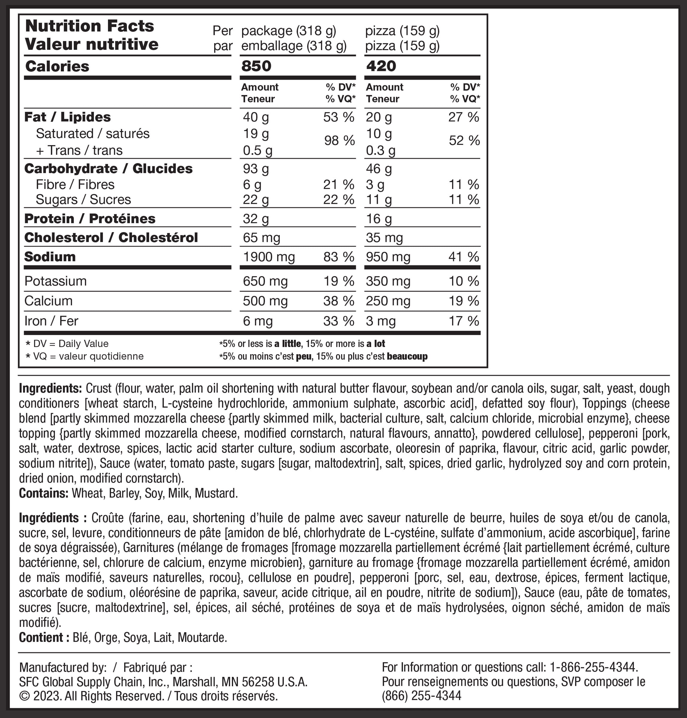 Pizza Deep Dish Pepperoni Red Baron en portion individuelle