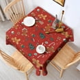 thumbnail image 2 of Red Christmas Gingerbread Man Pattern Square Tablecloth,Waterproof Square Table Cover,Wipeable Spillproof Washable Table Cover for Home Kitchen Party Decor 60"x60"(152x152cm), 2 of 6
