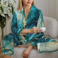 thumbnail image 6 of Fuzoiu Abstract Ocean Currents Print Women's Long-Sleeved Pajama,Lounge Button Down Nightwear,Womens Notch Collar Pajama Set-XX-Large, 6 of 7