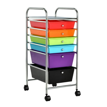 Barara King File Cabinet, Filing Cabinet Organizer,6 Drawers Rolling Storage Cart Organizer-Multicolor