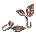 thumbnail image 6 of 6 x Iron Leaf Shaped Curtain Tie Backs Holders Wall Hooks Home Decor, Red Bronze, 6 of 8