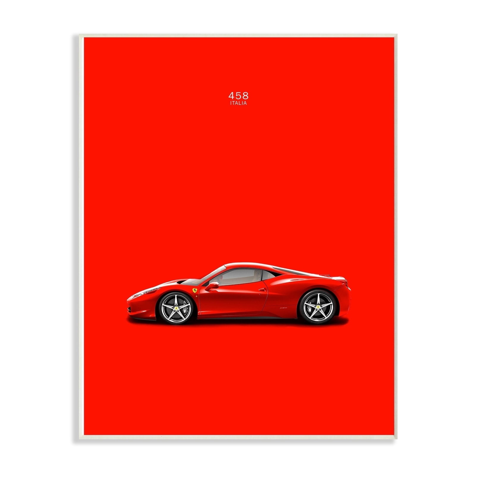 The Stupell Home Decor Collection Minimal Bright Bold and Shiny 458 Italia Red Car Poster Oversized Wall Plaque Art, 12.5 x 0.5 x 18.5