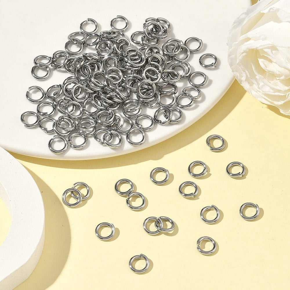 6000pc Resistant 304 Stainless Steel Open Jump Rings Round Stainless Steel Color 8x1.5mm 15 Gauge Inner Diameter: 5mm