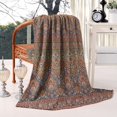 thumbnail image 2 of Orange Boho Ethnic Paisley Pattern Blanket,Comfortable Soft Lamb Wool Throw Blanket,All Season,Warm Lightweight Blankets for Sofa Bed Couch Living Room Chair,60"x80", 2 of 4