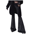 thumbnail image 1 of Pantalones vaqueros acampanados Prolriy para mujer, pantalones largos de moda para mujer, pantalones de encaje gótico, pantalones anchos con paneles, pantalones para mujer, negro M, 1 of 8