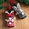 thumbnail image 2 of Funda tejida Injueey para botella de vino pajarita manga de encaje Navidad rojo, 2 of 6