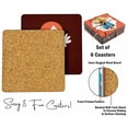 thumbnail image 4 of Inkdotpot Set of 6 Drink Coasters DecorativeNon,SlipCork Base4-inch Square PrintedCoastersEasy Clean- Angels, 4 of 8