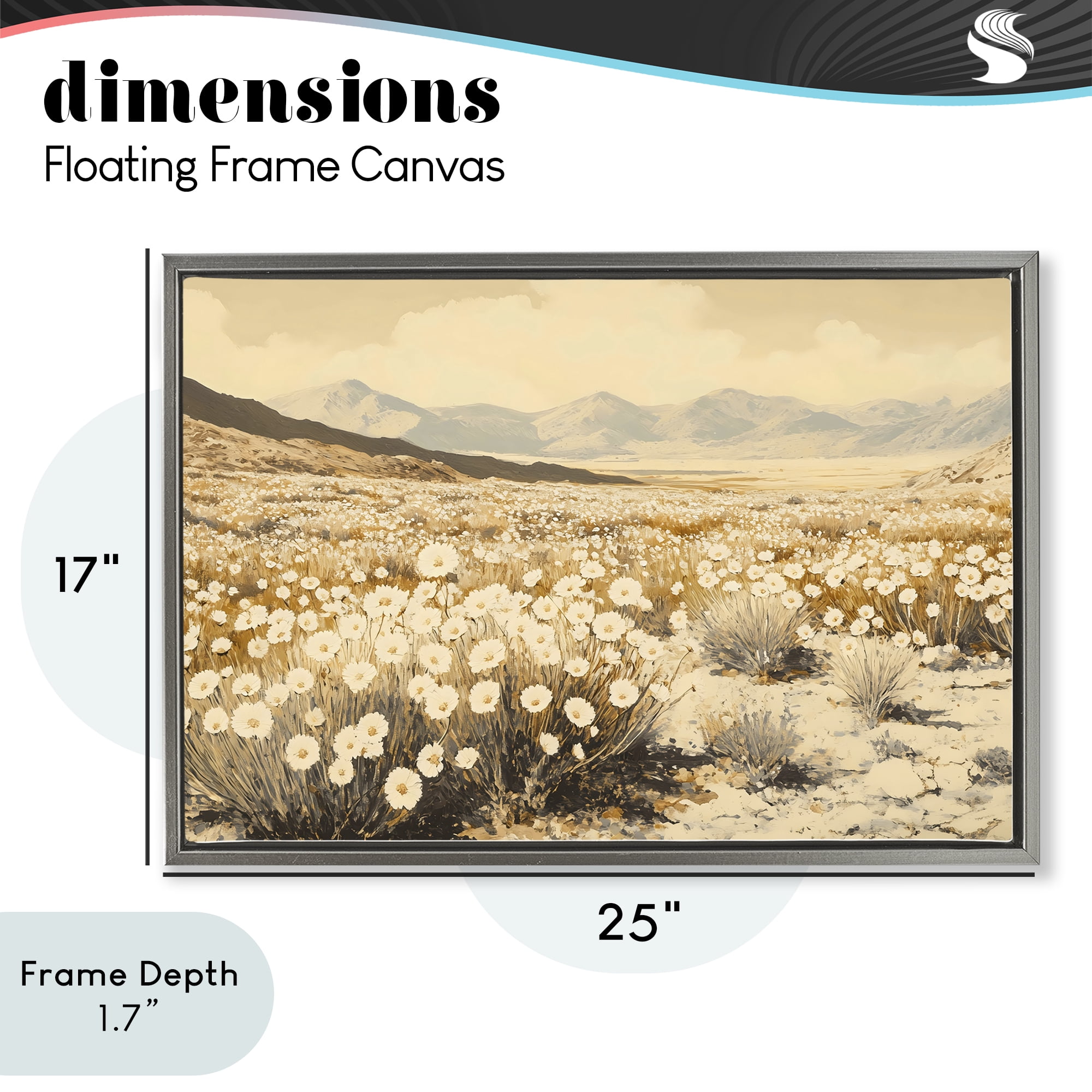 Stupell Industries Desert Wildflowers in Golden Valley Gray Framed Floater Canvas Wall Art, design by Franklyn Gregory