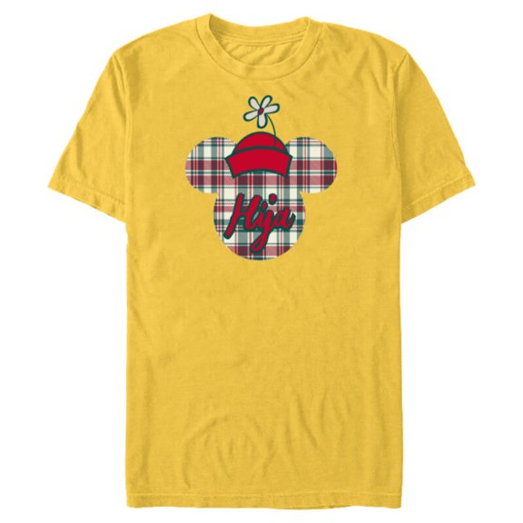 Disney Minnie Mouse Christmas Holiday Plaid for Hija - Short Sleeve Blended T-Shirt for Adults - Customized-Yellow
