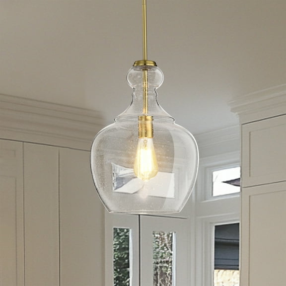Tasio 11 in. 1-Light Indoor Brass Finish Pendant Light