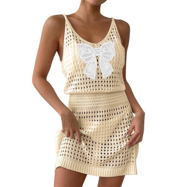Mujeres Playa Humo, Nuevo Color Sólido Cuello en V Arco Corte Cubrir para el Desgaste Casual Y de Vacaciones, Vestido Ligero Estiramiento Túnica