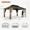 thumbnail image 3 of EAGLE PEAK 12x16 Outdoor Wood Look Aluminum Frame Gazebo with Galvanized and Powder Coated Steel Double Roof, Includes Netting and Curtains, 3 of 8