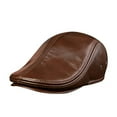thumbnail image 2 of Fashion 100% Genuine Leather Large Cap Male Head Layer Cowhide Beret Cow Leather Big Size Man Hat Earmuffs ,Classic Vintage, 2 of 6