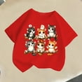 thumbnail image 3 of Kiijoy Little Girls Graphic Tee Cartoon Cat Print Short Sleeve T-Shirt for Kids, Sizes 4-6, 3 of 4
