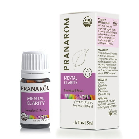 Pranarom - Mental Clarity & Focus Essential Oil, Pure Essential Oil for Diffusers, Revitalizing Aroma Oil, Lavender, Lemon, Peppermint, and More, Organic Essential Oil Blend, 5 ml