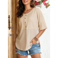 thumbnail image 2 of Tops Dokotoo de punto gofrado para mujer, color albaricoque, verano, talla grande, 2 of 3