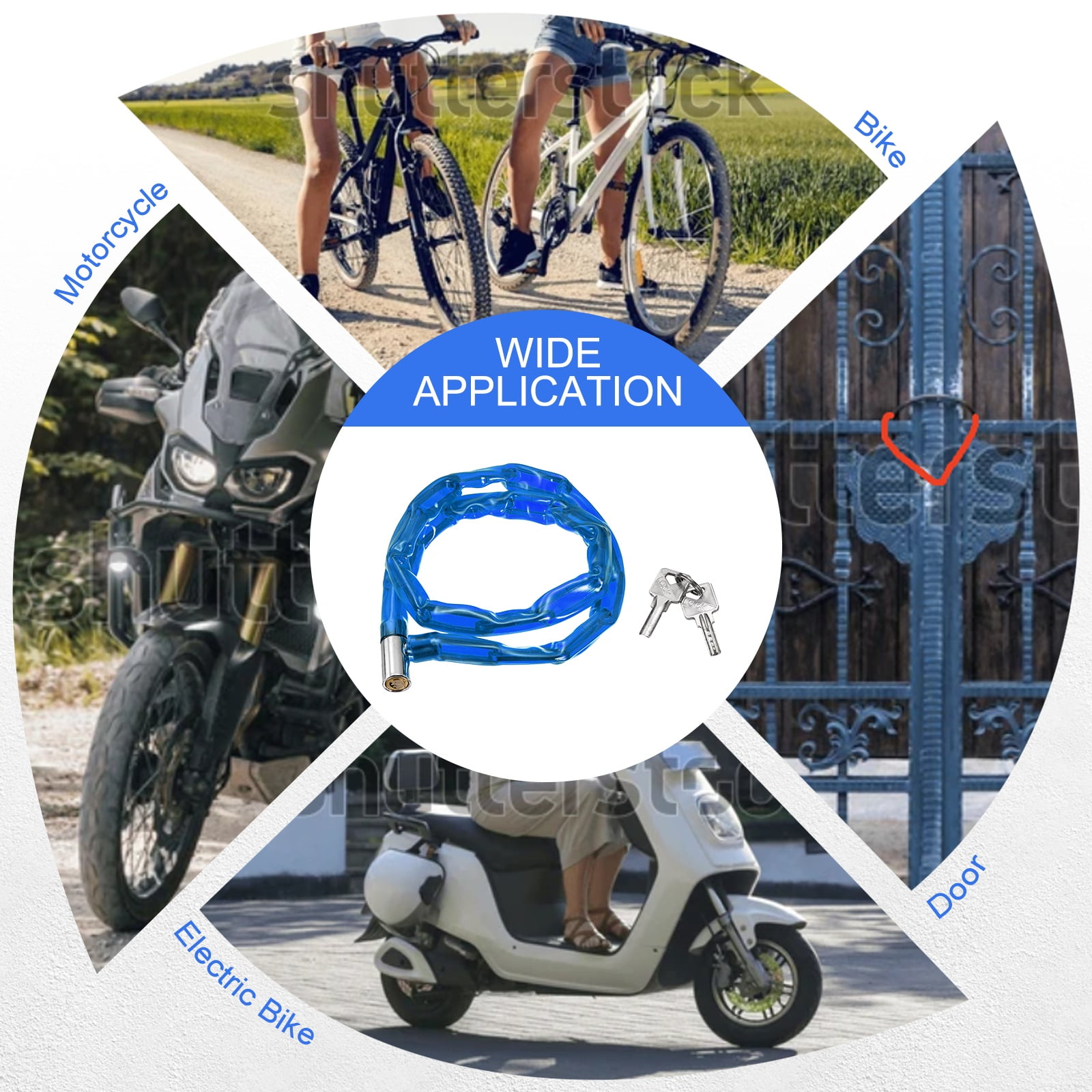 Bike Chain Lock, (40 Inch, Blue) (1 Pcs), Manganese Steel Anti-Theft Bicycle Chain Lock with Keys, Suit for - Bike/Motorcycle/Scooter/Truck