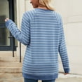 thumbnail image 6 of Lenpel Women's Long Sleeve T Shirts Trendy Fall Crew Neck Side Split Stripped Casual Tops Oversized Tee Shirts, 6 of 7
