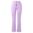 thumbnail image 4 of Ediodpoh Solid Color Button Down Knit Flared Trousers High Waist Womens Pants Slim Fit Bootcut Casual Pants Stretchy Comfortable Purple L, 4 of 5