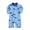 thumbnail image 2 of Boys Swimsuit Size 5-6Y Kids One Piece Swimwear Cartoon Shark Print Long Sleeve Sun Elastic Comfort Fit Toddler Bathing Suit Boy, 2 of 4