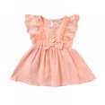thumbnail image 1 of POINTERTECK Robe d'Été Sans Manches en Coton et Lin pour Bébé Fille Robe Décontractée à Bords en Dentelle Robe Nœud, 1 of 7