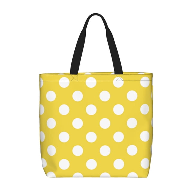 Easygdp Yellow And White Polka Dot Bolsa Tote para Mujer, Bolso de Hombro para Trabajo, Playa, Viajes, Compras y Supermercado