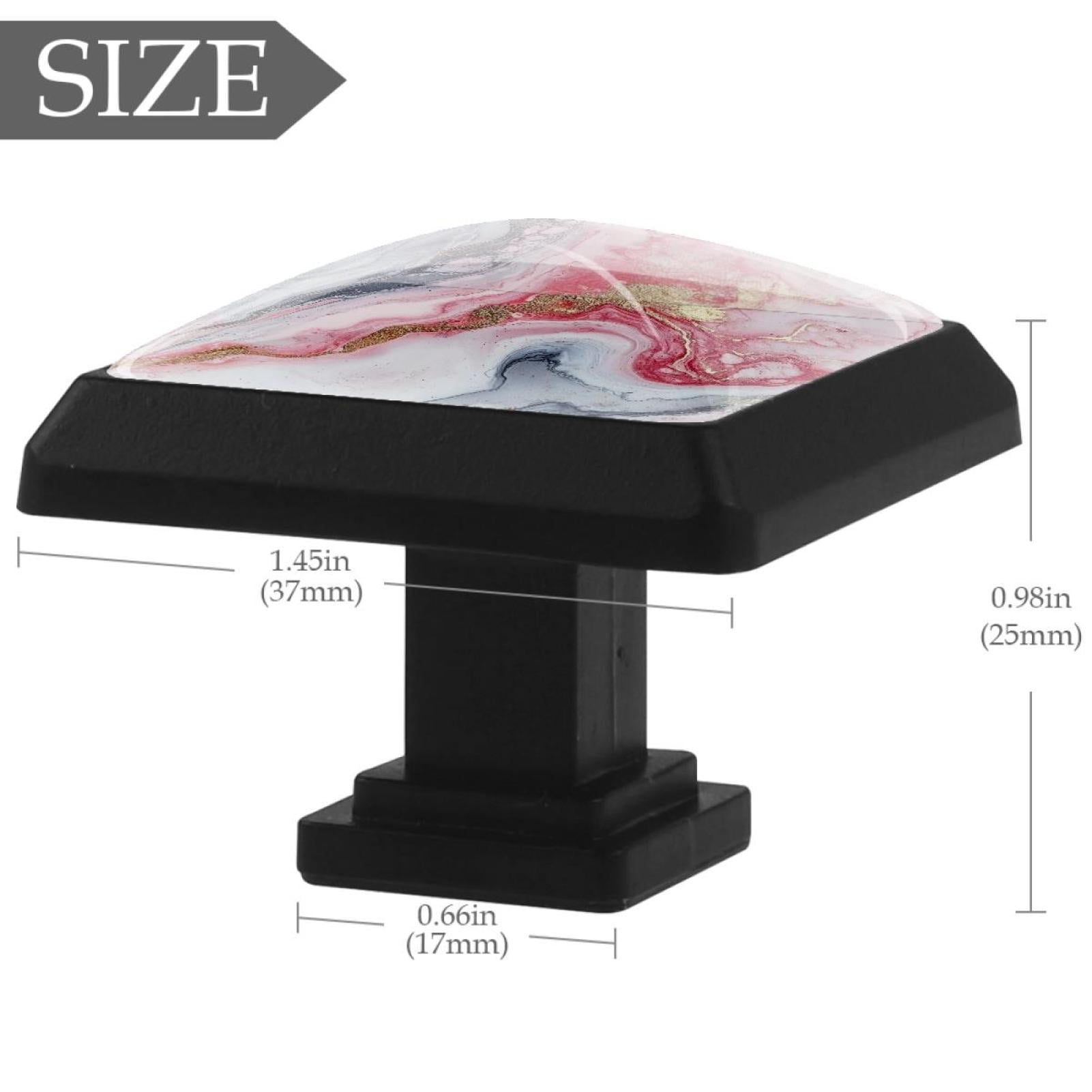 HemaKayy 3 Pack 1.45" Decorative Cabinet Knobs - Stylish ABS Glass Black Handles for Kitchen, Bedroom, & Home Furniture Decor - Durable & Elegant - Unique Marble Design