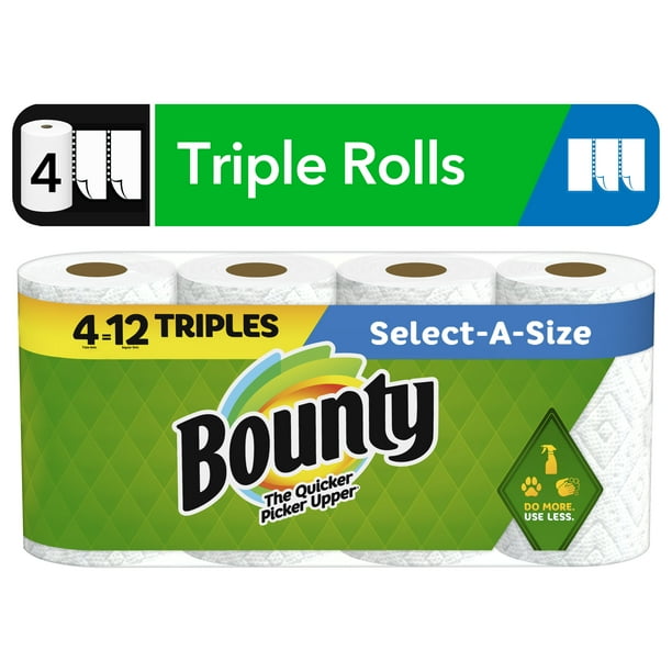 Bounty SelectASize Paper Towels, 4 Triple Rolls, White