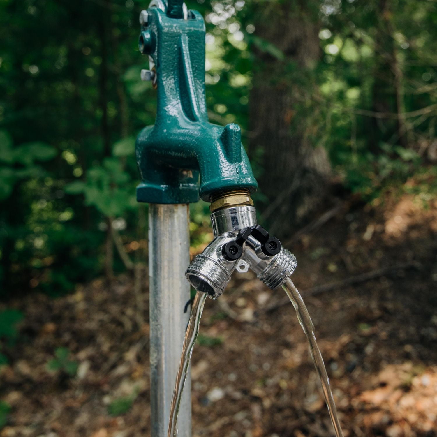 Camco Fresh Water Hose Wye Valve, Metal - Converts a Single-Line Hose Outlet to Two Hose Outlets (20114), For outdoor use only.