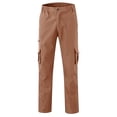 thumbnail image 5 of Light Brown Mens Cargo Sweatpants Fleece Wide Straight Leg Drawstring Sweatpant with Multi Pockets Heavyweight Workout Jogger Pant Warm Elastic High Waist Baggy Pant Athletic Plus Size Trousers 2XL, 5 of 8