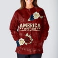 thumbnail image 5 of Women's Casual Fashion Long-Sleeve Stand-Up Collar Single-Button Independence Day Print Workwear Jacket Deep Red 3XL, 5 of 5