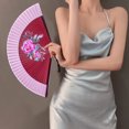 thumbnail image 3 of CSChome Folding Fan with Tassel Chinese Style Folding Hand-painted Flower Dance Performance Photo Props Portable Summer Hand Held with Tassel, 3 of 7
