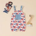 thumbnail image 2 of Zanarzt Little Girls Fourth Of July Outfit Toddler Baby 4th of July Outfit Girl Boy American Flag Overall Shorts Suspender Jumpsuit with Pocket Red,3-6 Months, 2 of 7