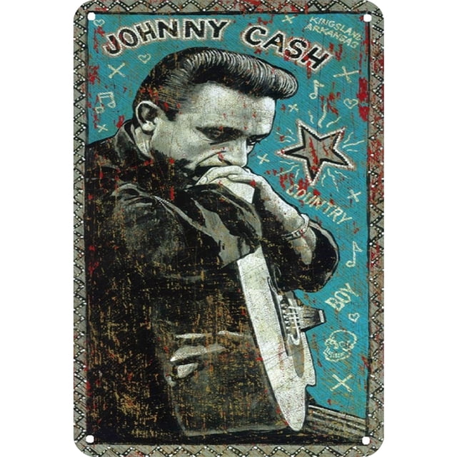 Chapa Metal Johnny Cash Pintura Hierro Rectangular Pared para Y Bar 30x40cm