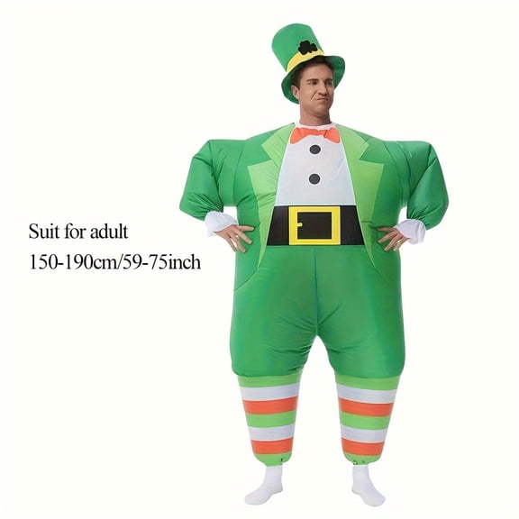 Inflatable Leprechaun Costume - St. Patrick’s Day Outfit For Parades & Festive Parties,Height 4'11"-6'3",Men