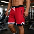 thumbnail image 2 of OIOLOYJM Basketball Shorts Men Mesh Lightweight Quick Dry Athletic Running Shorts with Zipper Pockets Stretch Breathable Gym Workout Sweatshorts Red 4XL, 2 of 5