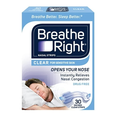 Breathe Right Original Nasal Strips Clear Small/ Medium for Sensitive Skin (Pack of 10)