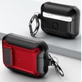thumbnail image 2 of Secure-Click Series for Apple Airpods Pro Case, Nakedcellphone Rugged Hybrid Protective Cover with Carabiner Keychain Clip and Lock Closure for Airpods Pro Console (2019) - Red, 2 of 8
