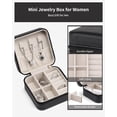 thumbnail image 5 of Anillo portátil de tela de terciopelo, pendiente, caja de joyería de viaje, estuche organizador de viaje de joyería pequeño para niñas y mujeres - Negro, 5 of 5