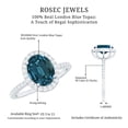 thumbnail image 5 of Rosec Jewels Ladies 2.25 CT Oval Cut London Blue Topaz Ring with Diamond Halo - December Birthstone Ring, 18K White Gold, US 10.50, 5 of 8