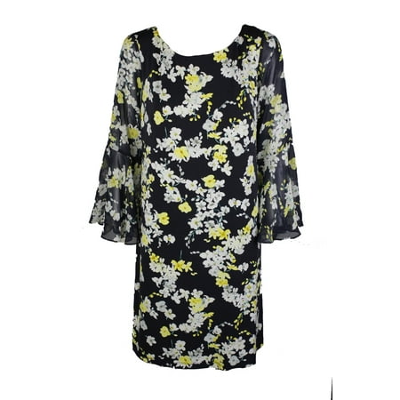 Jessica Howard Navy Floral Bell-Sleeve Shift Dress 12