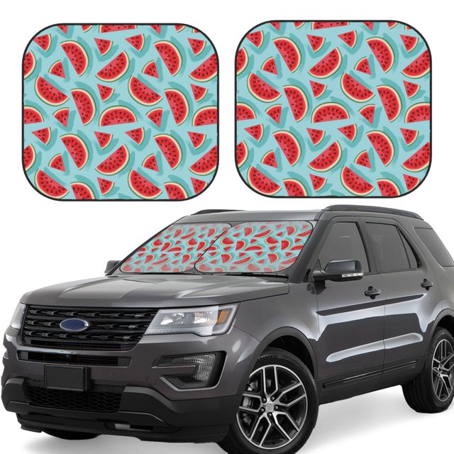 Balery Watermelon Parasol para parabrisas de coche de 2 piezas | Parasol plegable para parabrisas delantero de coche para la mayoría de sedanes-Large