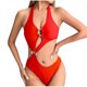 thumbnail image 2 of Trajes de baño de una pieza para mujer, traje de baño de bikini con tirantes y espalda descubierta de color liso para mujer, 2 of 3
