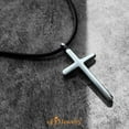 thumbnail image 3 of 555Jewelry Stainless Steel Waterproof Adjustable Black Cord Rope Unisex Cross Necklace, Silver, 3 of 8