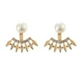 thumbnail image 1 of Funie Mode Femmes Strass Faux Perle Fan Forme Oreille Vestes Boucles d'Oreilles Bijoux Cadeau, 1 of 7